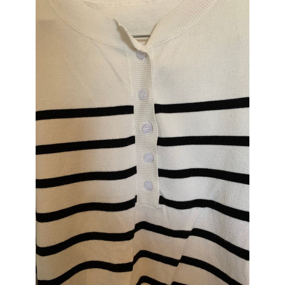 black stripe on off white 1/4 button sweater size xl womens - Picture 5 of 6